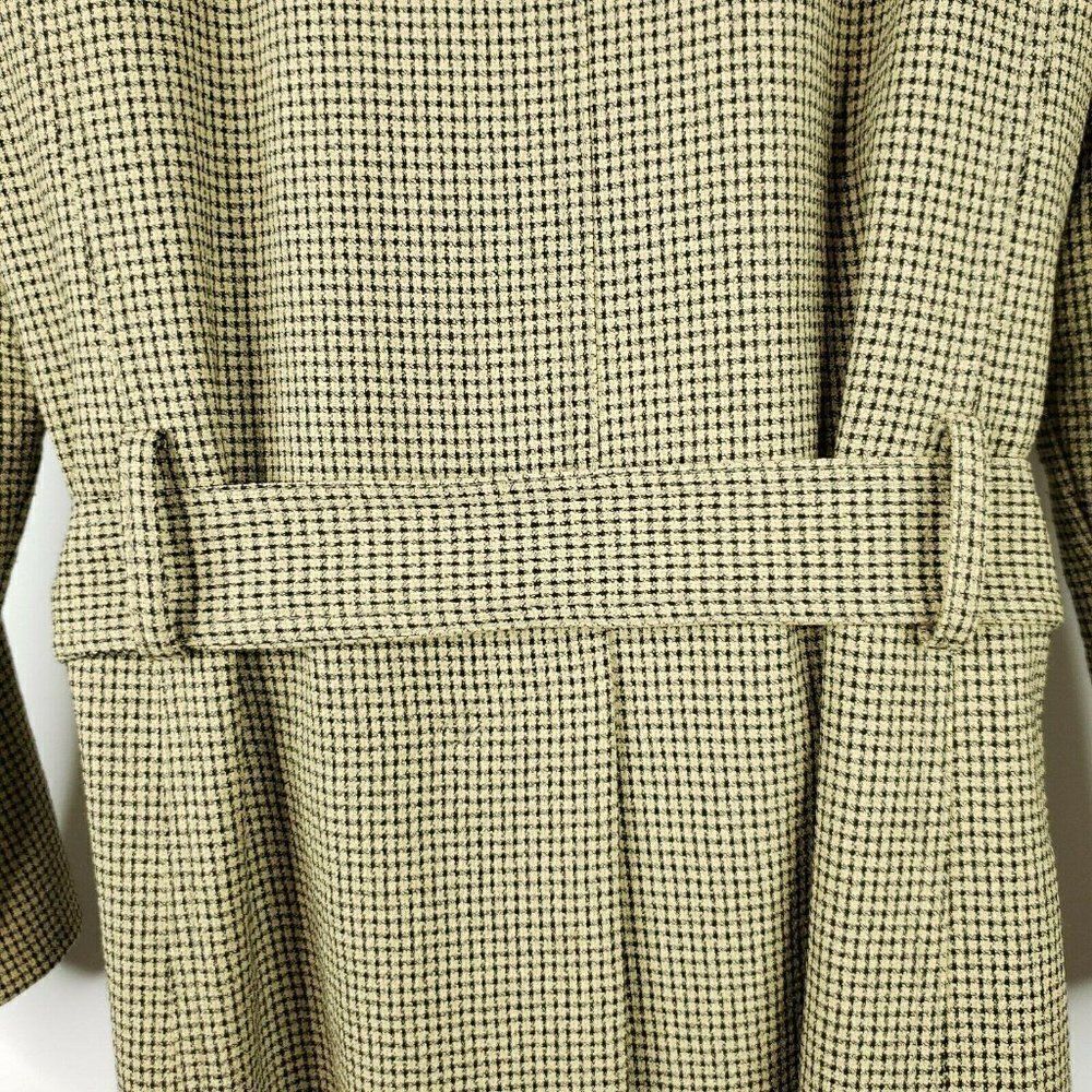 Vintage Eva Polini Full Length Belted Overcoat 10 Beige Black Check Made In USA - Picture 8 of 12